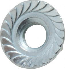 Value Collection - 1/4-20, 19/32" Flange Diam, Serrated Flange Nut - Grade Grade 2 Steel, Zinc-Plated Finish, 0.236" Flange Height - Caliber Tooling