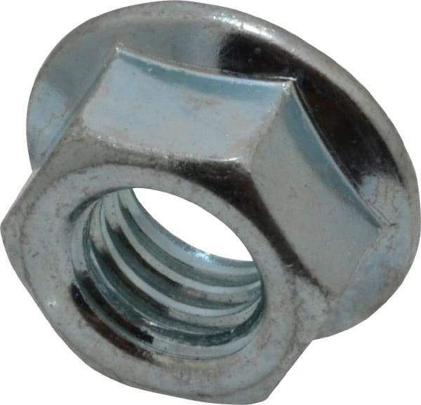 Value Collection - 3/8-16, 3/4" Flange Diam, Serrated Flange Nut - Grade Grade 2 Steel, Zinc-Plated Finish, 0.347" Flange Height - Caliber Tooling