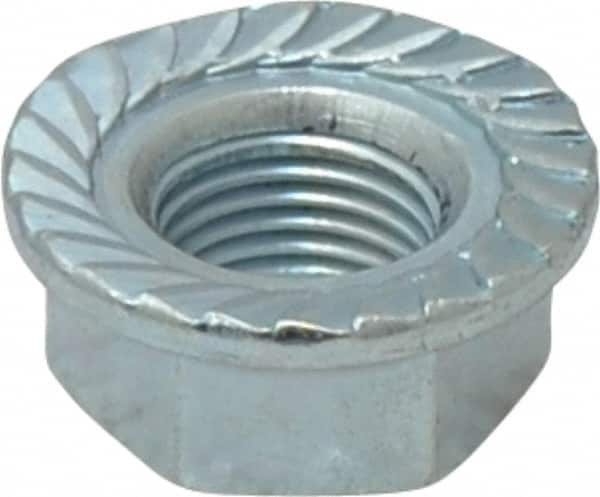 Value Collection - 1/2-20, 1.031" Flange Diam, Serrated Flange Nut - Grade Grade 2 Steel, Zinc-Plated Finish, 0.458" Flange Height - Caliber Tooling