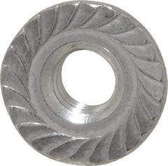 Value Collection - 1/4-20, 19/32" Flange Diam, Serrated Flange Nut - Grade 18-8 Stainless Steel, 0.236" Flange Height - Caliber Tooling