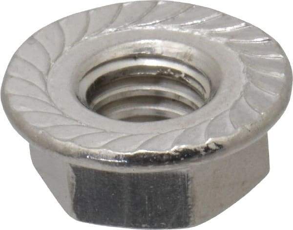 Value Collection - 5/16-18, 0.68" Flange Diam, Serrated Flange Nut - Grade 18-8 Stainless Steel, 0.283" Flange Height - Caliber Tooling