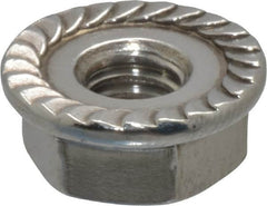 Value Collection - #10-32, 1/2" Flange Diam, Serrated Flange Nut - Grade 18-8 Stainless Steel, 7/32" Flange Height - Caliber Tooling