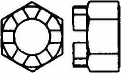 Value Collection - 7/8-14 UNF Grade 5 Steel Castle Locknut - 1-5/16" Width Across Flats, 29/32" High, Uncoated - Caliber Tooling