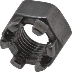 Value Collection - 3/8-24 UNF Grade 5 Steel Castle Locknut - 9/16" Width Across Flats, 13/32" High, Uncoated - Caliber Tooling