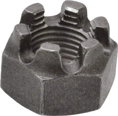 Value Collection - 9/16-18 UNF Grade 5 Steel Castle Locknut - 7/8" Width Across Flats, 39/64" High, Uncoated - Caliber Tooling