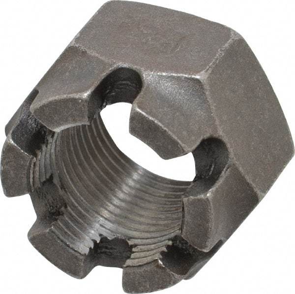 Value Collection - 1-1/8 - 12 UNF Grade 5 Steel Castle Locknut - 1-11/16" Width Across Flats, 1-5/32" High, Uncoated - Caliber Tooling