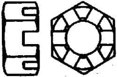 Value Collection - 7/16-20 UNF Grade 2 Steel Slotted Locknut - 11/16" Width Across Flats, 3/8" High, Uncoated - Caliber Tooling