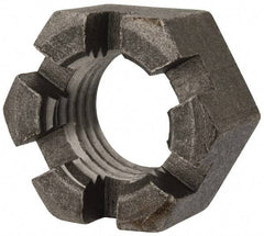 Value Collection - 1-1/8 - 7 UNC Grade 2 Steel Slotted Locknut - 1-11/16" Width Across Flats, 29/32" High, Uncoated - Caliber Tooling