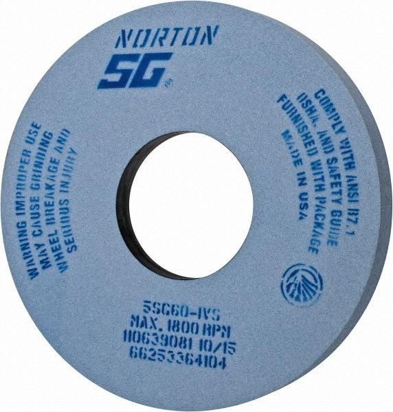 Norton - 14" Diam x 5" Hole x 1-1/2" Thick, I Hardness, 60 Grit Surface Grinding Wheel - Ceramic, Type 5, Medium Grade, 1,800 Max RPM, Vitrified Bond, One-Side Recess - Caliber Tooling