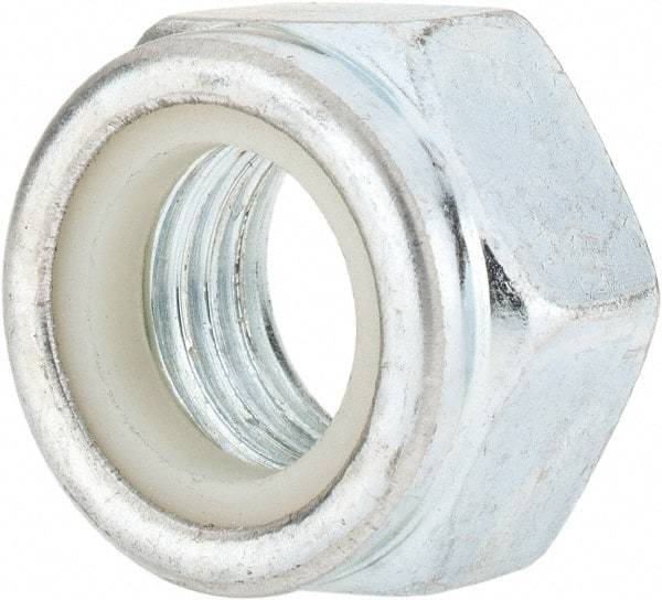 Value Collection - M20x2.50 Metric Coarse Grade 8 Hex Lock Nut with Nylon Insert - 20mm High, Zinc-Plated Finish - Caliber Tooling