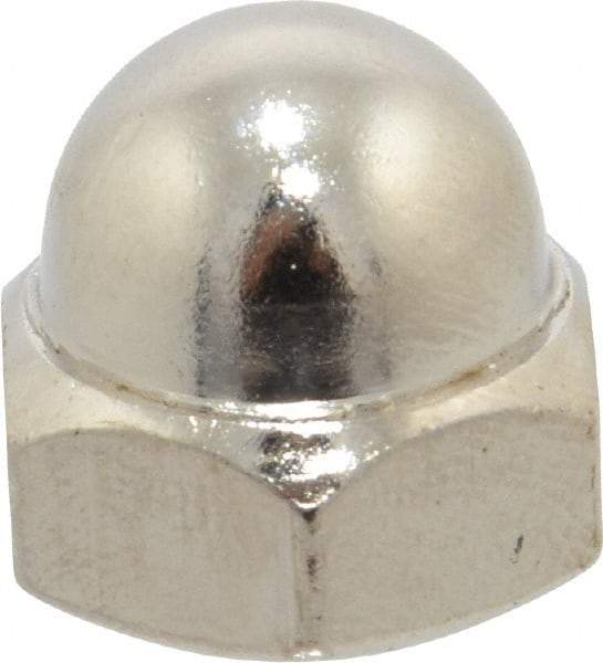 Value Collection - 7/16-14" UNC, 5/8" Width Across Flats, Nickel Plated, Steel Acorn Nut - 11/16" Overall Height, Grade 2 - Caliber Tooling