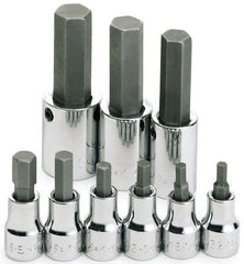 SK - 9 Piece 3/8 & 1/2" Drive Inch Hex Bit Socket Set - 5/32 to 5/8" Hex - Caliber Tooling