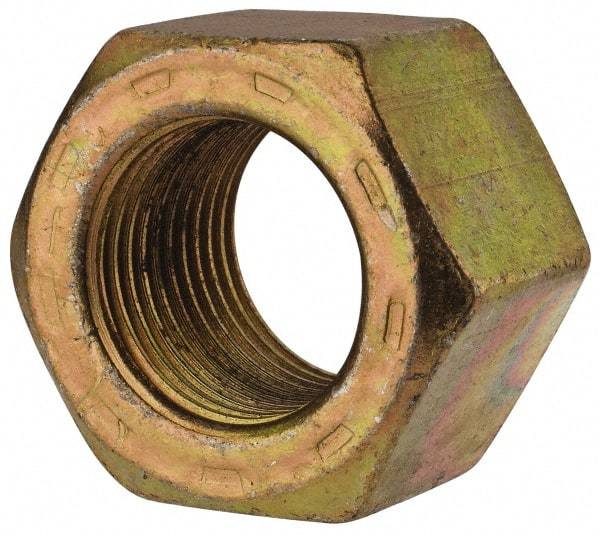 Value Collection - 7/8-14 UNF Steel Right Hand Hex Nut - 1-5/16" Across Flats, 3/4" High, Zinc Yellow Dichromate Cad & Waxed Finish - Caliber Tooling