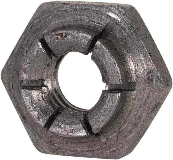 Flex-Loc - 1/4-20 UNC Grade 2 Heavy Hex Lock Nut with Expanding Flex Top - 7/32" High, Uncoated, Meets Military Specifications - Caliber Tooling