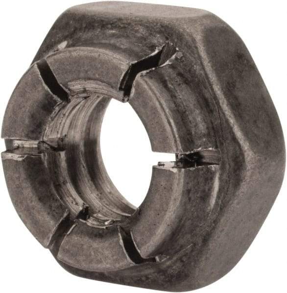 Flex-Loc - 1/4-20 UNC 18-8 Hex Lock Nut with Expanding Flex Top - 7/32" High, Uncoated, Meets Military Specifications - Caliber Tooling