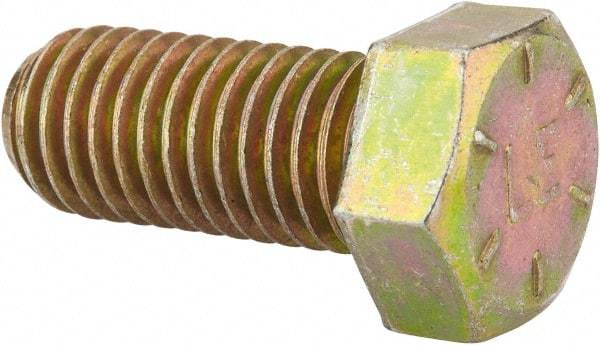 Value Collection - 9/16-12 UNC, 1-1/4" Length Under Head Hex Head Cap Screw - Fully Threaded, Grade 8 Alloy Steel, Zinc-Plated Finish, 13/16" Hex - Caliber Tooling