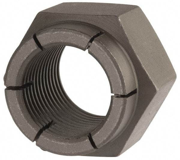 Flex-Loc - 1-12 UNJF Grade 2 Hex Lock Nut with Expanding Flex Top - 1-7/16" Width Across Flats, Uncoated, Meets Military Specifications - Caliber Tooling