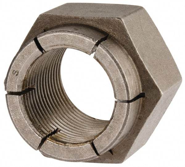 Flex-Loc - 1-14 UNJS Grade 2 Hex Lock Nut with Expanding Flex Top - 1-7/16" Width Across Flats, Uncoated, Meets Military Specifications - Caliber Tooling