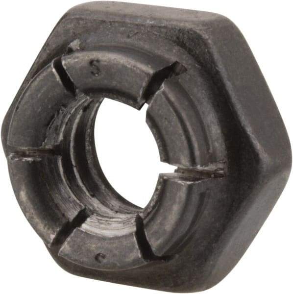 Flex-Loc - 1/4-20 UNC Grade 2 Hex Lock Nut with Expanding Flex Top - 7/32" High, Uncoated, Meets Military Specifications - Caliber Tooling