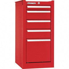 Kennedy - 5 Drawer Red Side Cabinet - 13-5/8" Wide x 29" High x 20" Deep, Use with 29" Wide Roller Cabinet - Caliber Tooling