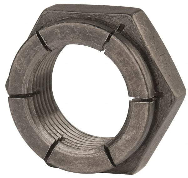 Flex-Loc - 1-14 UNJS Grade 2 Hex Lock Nut with Expanding Flex Top - 1-7/16" Width Across Flats, Uncoated, Meets Military Specifications - Caliber Tooling