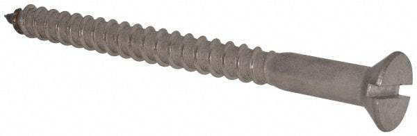 Value Collection - #14, 3" OAL, Slotted Drive, Flat Head Wood Screw - Stainless Steel, Grade 18-8 - Caliber Tooling