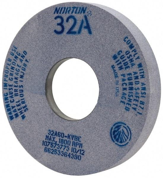 Norton - 14" Diam x 5" Hole x 2" Thick, K Hardness, 60 Grit Surface Grinding Wheel - Aluminum Oxide, Type 5, Medium Grade, 1,800 Max RPM, Vitrified Bond, One-Side Recess - Caliber Tooling