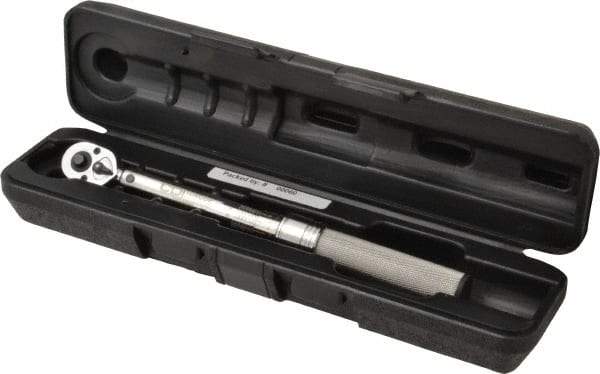 CDI - 1/4" Drive Micrometer Torque Wrench - 2.8 N/m to 15 N/m Torque, 10-5/32" OAL, 0.12 N/m Graduation, Ratcheting with Reverse Lever Head - Caliber Tooling