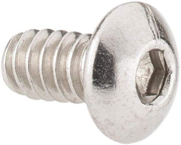 Value Collection - #6-32 UNC Hex Socket Drive, Button Screw - Grade 18-8 Stainless Steel, Uncoated, Fully Threaded, 1/4" Length Under Head - Caliber Tooling