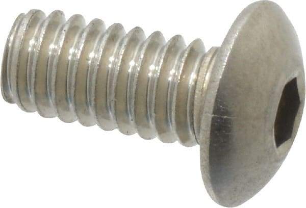 Value Collection - #8-32 UNC Hex Socket Drive, Button Screw - Grade 18-8 Stainless Steel, Uncoated, Fully Threaded, 3/8" Length Under Head - Caliber Tooling