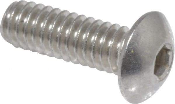 Value Collection - #8-32 UNC Hex Socket Drive, Button Screw - Grade 18-8 Stainless Steel, Uncoated, Fully Threaded, 1/2" Length Under Head - Caliber Tooling