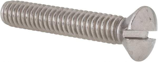 Value Collection - 1/4-20 UNC, 1-1/2" OAL Slotted Drive Machine Screw - Oval Head, Grade 18-8 Stainless Steel, Uncoated, Without Washer - Caliber Tooling