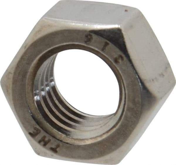 Value Collection - 3/8-16 UNC Stainless Steel Right Hand Hex Nut - 9/16" Across Flats, 21/64" High, Uncoated - Caliber Tooling