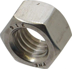 Value Collection - 1/2-13 UNC Stainless Steel Right Hand Hex Nut - 3/4" Across Flats, 7/16" High, Uncoated - Caliber Tooling