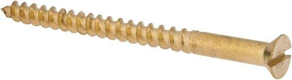 Value Collection - #12, 3" OAL, Slotted Drive, Flat Head Wood Screw - ASME B18.6.1, Brass - Caliber Tooling