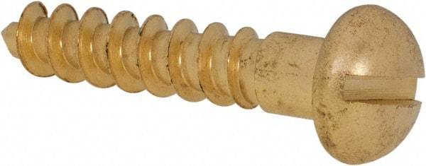 Value Collection - #14, 1-1/4" OAL, Slotted Drive, Flat Head Wood Screw - ASME B18.6.1, Brass - Caliber Tooling