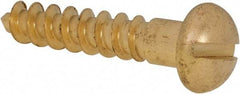 Value Collection - #14, 1-1/4" OAL, Slotted Drive, Flat Head Wood Screw - ASME B18.6.1, Brass - Caliber Tooling