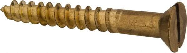 Value Collection - #14, 2" OAL, Slotted Drive, Flat Head Wood Screw - ASME B18.6.1, Brass - Caliber Tooling