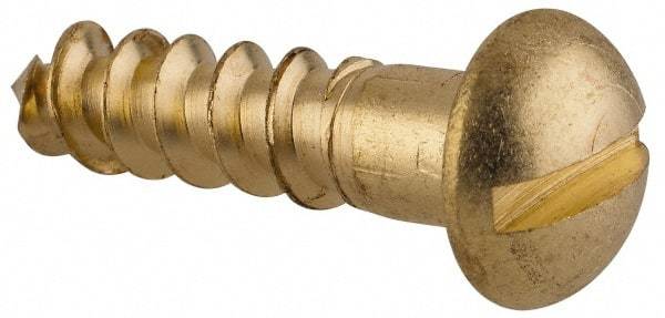 Value Collection - #14, 1" Length Under Head, Slotted Drive, Round Head Wood Screw - ASME B18.6.1, Brass - Caliber Tooling