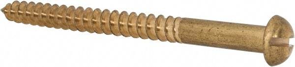 Value Collection - #14, 3" Length Under Head, Slotted Drive, Round Head Wood Screw - ASME B18.6.1, Brass - Caliber Tooling