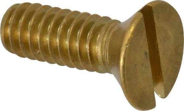 Value Collection - 1/4-20 UNC, 3/4" OAL Slotted Drive Machine Screw - Flat Head, Brass, Without Washer - Caliber Tooling