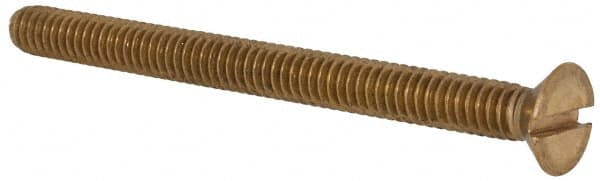 Value Collection - 1/4-20 UNC, 3" OAL Slotted Drive Machine Screw - Flat Head, Brass, Without Washer - Caliber Tooling