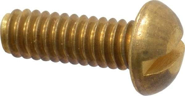 Value Collection - 1/4-20 UNC, 3/4" Length Under Head Slotted Drive Machine Screw - Round Head, Brass, Without Washer - Caliber Tooling