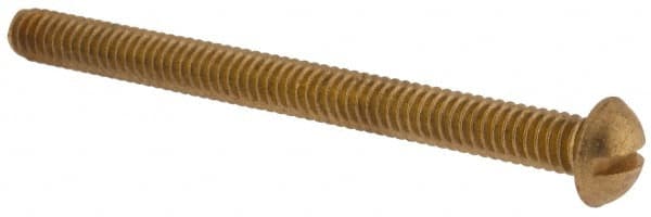 Value Collection - 1/4-20 UNC, 3" Length Under Head Slotted Drive Machine Screw - Round Head, Brass, Without Washer - Caliber Tooling