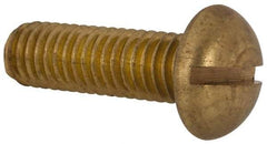 Made in USA - 3/8-16 UNC, 1-1/4" Length Under Head Slotted Drive Machine Screw - Round Head, Brass, Uncoated, Without Washer - Caliber Tooling