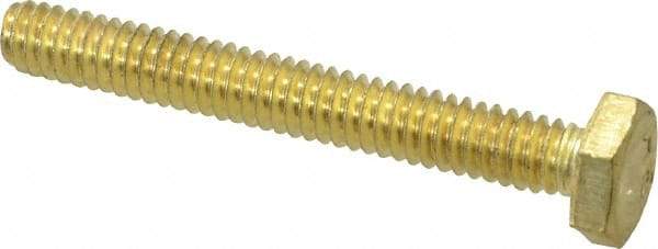 Value Collection - 1/4-20 UNC, 2" Length Under Head Hex Head Cap Screw - Brass, 7/16" Hex - Caliber Tooling