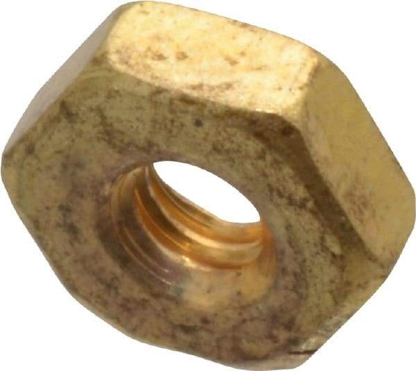 Value Collection - #4-40 UNC Brass Right Hand Machine Screw Hex Nut - 1/4" Across Flats, 3/32" High, Uncoated - Caliber Tooling