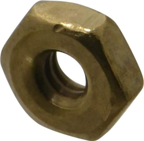 Value Collection - #6-32 UNC Brass Right Hand Machine Screw Hex Nut - 5/16" Across Flats, 7/64" High, Uncoated - Caliber Tooling