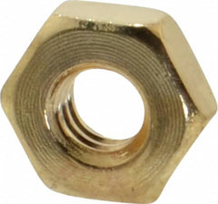 Value Collection - #8-32 UNC Brass Right Hand Machine Screw Hex Nut - 11/32" Across Flats, 1/8" High, Uncoated - Caliber Tooling