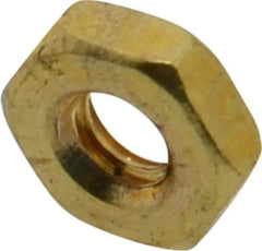 Value Collection - #10-24 UNC Brass Right Hand Machine Screw Hex Nut - 3/8" Across Flats, 1/8" High, Uncoated - Caliber Tooling